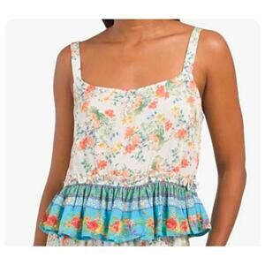 End of Summer SALE!! 50% 🌼 Rachel Ashwell Floral Gold Threaded Top Size S NWT